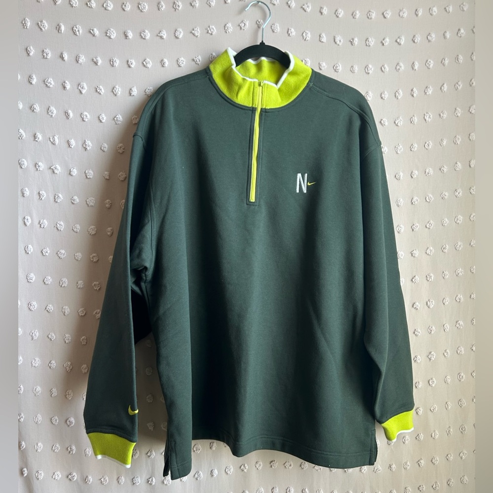 Vintage Nike Quarter Zip Cotton Blend Sweatshirt‎ Sz XL Green